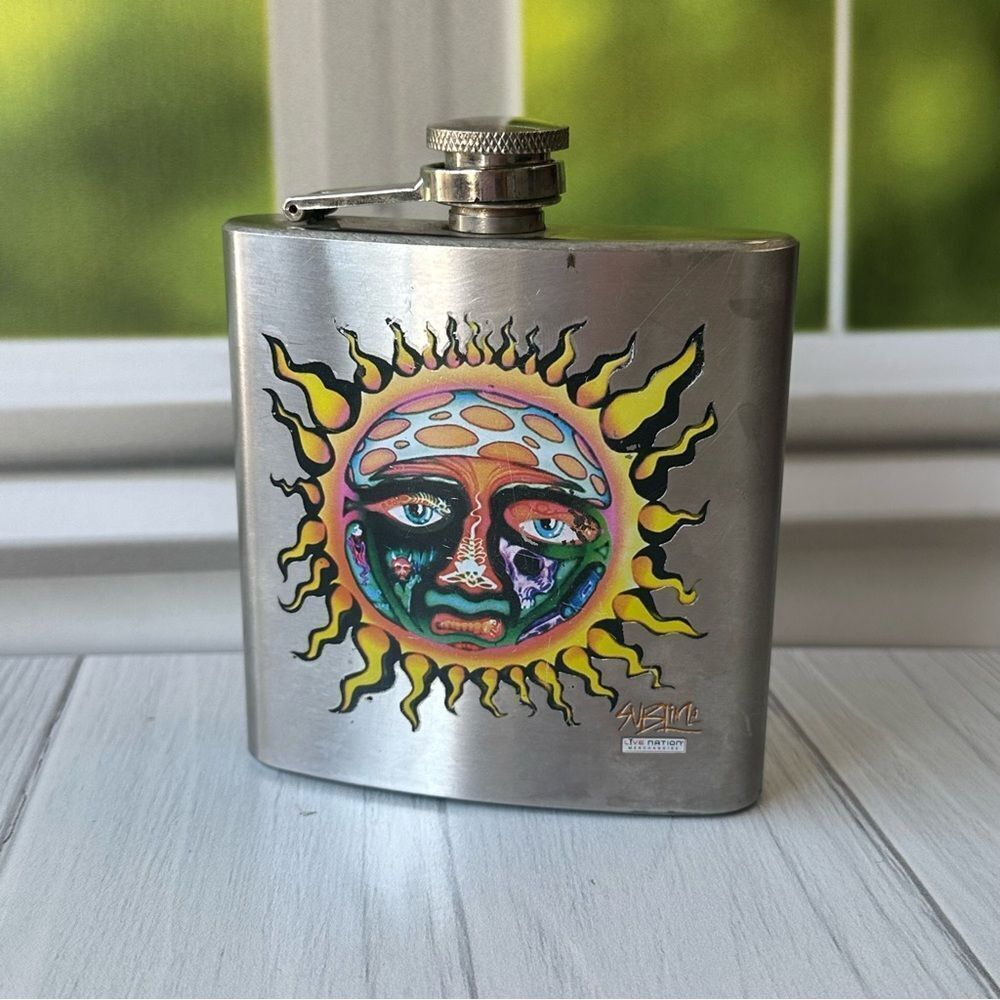 Sublime Stainless Steel Hip Flask Sun Logo Live Nation